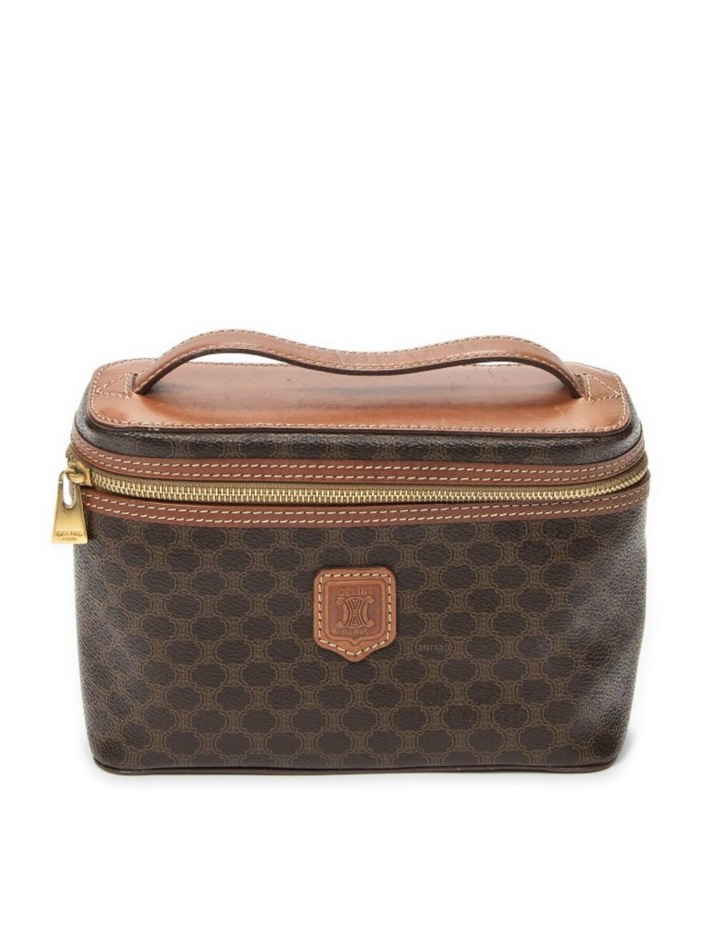 Celine Top Handle Toiletry Pouch Brown Macadam Canvas